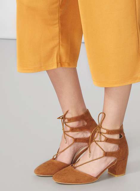 Tan 'Halo' Round Toe Court Shoes